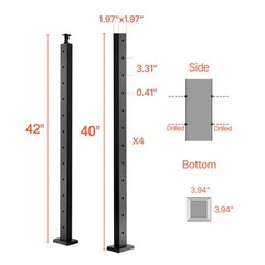 Cable Railing Post 42x2x2 In Horizontal-Hole Railing Post 4JZLGZXHS106URZU0001V0