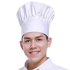 White Chef Hat for Men Women Adults,Elastic Band Adjustable Cotton Chefs Hat Hi