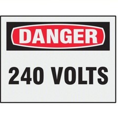 Danger 240 Volts Reflective Label, 5 In. W 3-1/2 In. H, Pk 16, Fast Shipping