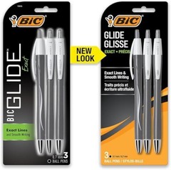 BIC Glide Exact Retractable Ball Point Pen, Fine Point Pens (0.7 Mm), Black, For