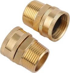 2 Pack Garden Hose Adapter,3/4″ NPT X 3/4″ GHT Connector with Dual Swivel, Br.
