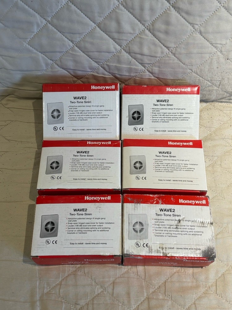 LOT OF 6 NEW OLD STOCK Honeywell WAVE2 Two-Tone Siren Indoor Sirens SHIPS FREE