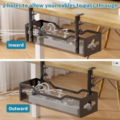 Under Desk Cable Management Tray No Drill 15.1’’, Metal Mesh Black