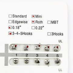 US Dental Orthodontic MIM Metal Brackets Mini Roth MBT 018 022 Slot 3 4 5 Hooks