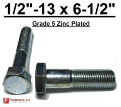 1/2-13 x 6-1/2″ Hex Bolt Zinc Plated Grade 5 Cap Screw Coarse Partial Thread