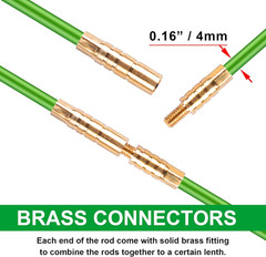 14FT Wire Fishing Tool Fish Tape Cable Rods, Bright Green Wire Puller with 5 Dif