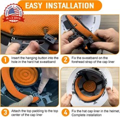 Hard Hat Sweatband and Top Pad for Safety Helmet, Washable Hard Hat Cooling Line
