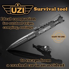 UZI Tactical Pen with CuffKey in The Cap, 1 Count (Pack of 1), Glass