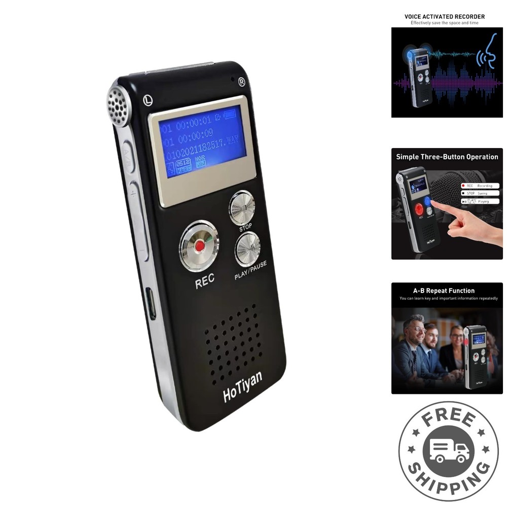 Compact 8GB Digital Recorder with A-B Repeat & Variable Speed Playback Features