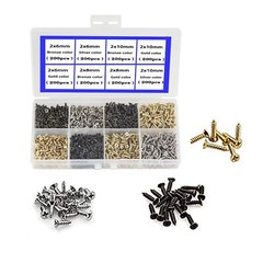 1600 Pcs 2MM Small Screws Flat Head Cross Micro Woodworking Kit Gold Black