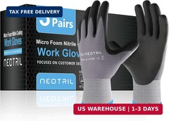 NEOTRIL Safety Work Gloves MicroFoam Nitrile Coated-3/6/12/36 Pairs,Breathable N