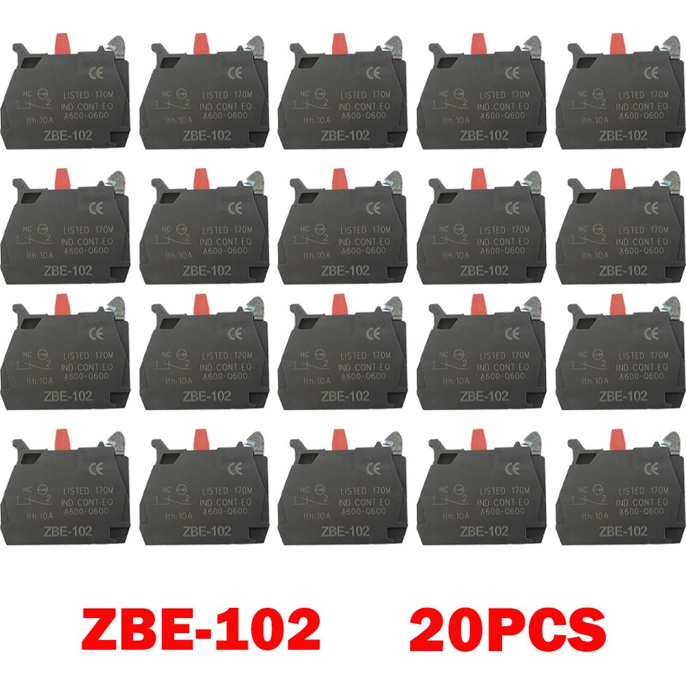 20PCS ZBE-102 Single Contact Block Silver Alloy Screw Clamp Terminal 1NC ZBE102