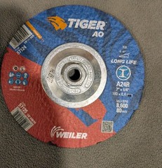 Lot of 2 New Weiler Tiger AO A24R Grinding Wheels – 7″ x 1/4″ x 7/8″ – 57125