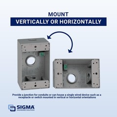 Sigma Engineered Solutions 14250 Metal Electrical Outlet Box Weatherproof Easy M