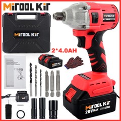 20V Cordless Impact Wrench 1/2″ 370Ft High Torque Brushless Drill with 2 Battery