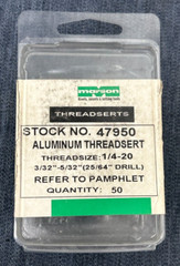 MARSON ALUMINUM THREADSERT PART NO: 47950 SIZE: 1/4-20 PACKAGE OF 50