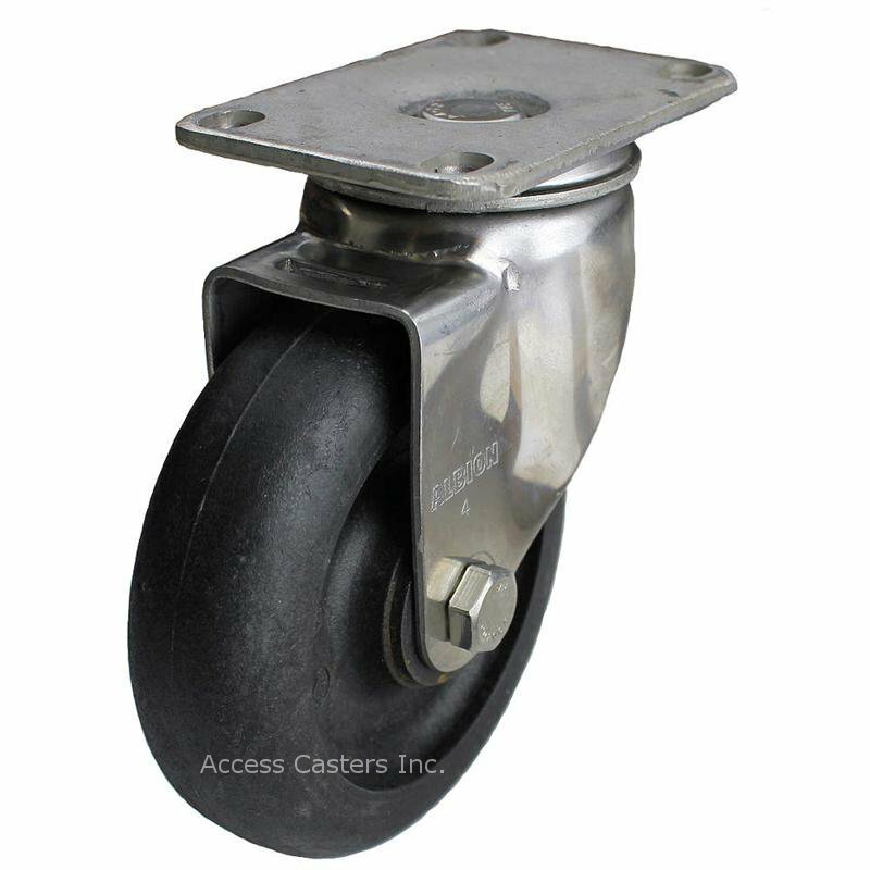 04HE03041S 3″ Stainless Steel Swivel Caster from Albion, Nylon Wheel, 200 lb Cap