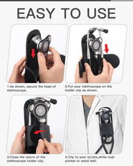 Stethoscope Holder Clip for EKO CORE 500� � Lightweight PU Leather Hip Holder