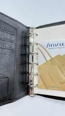 Rare Filofax Pocket Topaz Black leather Organizer Planner unused retired