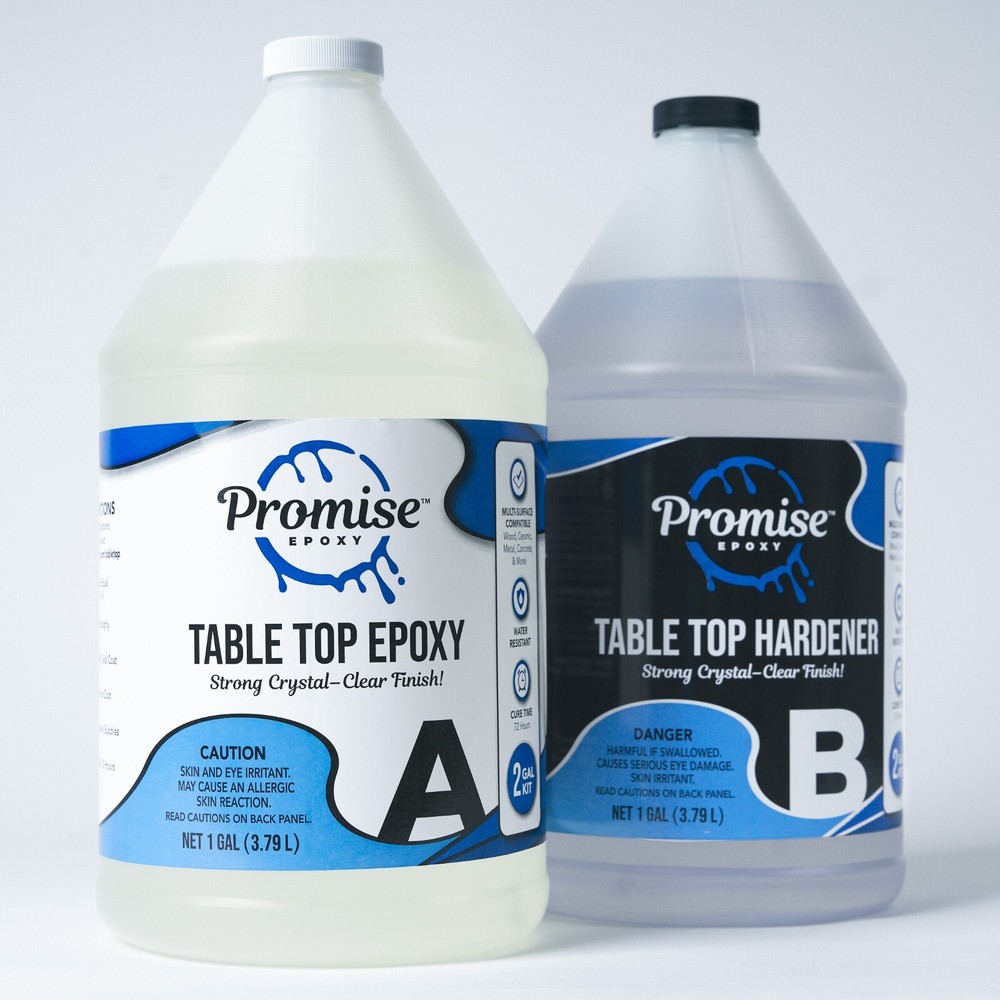 Promise Epoxy – 2 Gallon Kit of Clear Table Top Epoxy Resin That Self Levels