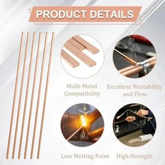 40 Sticks 15% Silver Brazing Rods – Flat Phos Copper Welding Rods for HVAC, Air