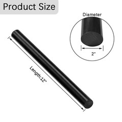 DIYDIYSHOP 12 Inch HDPE Plastic Round Rod 2×12 Black for Machining