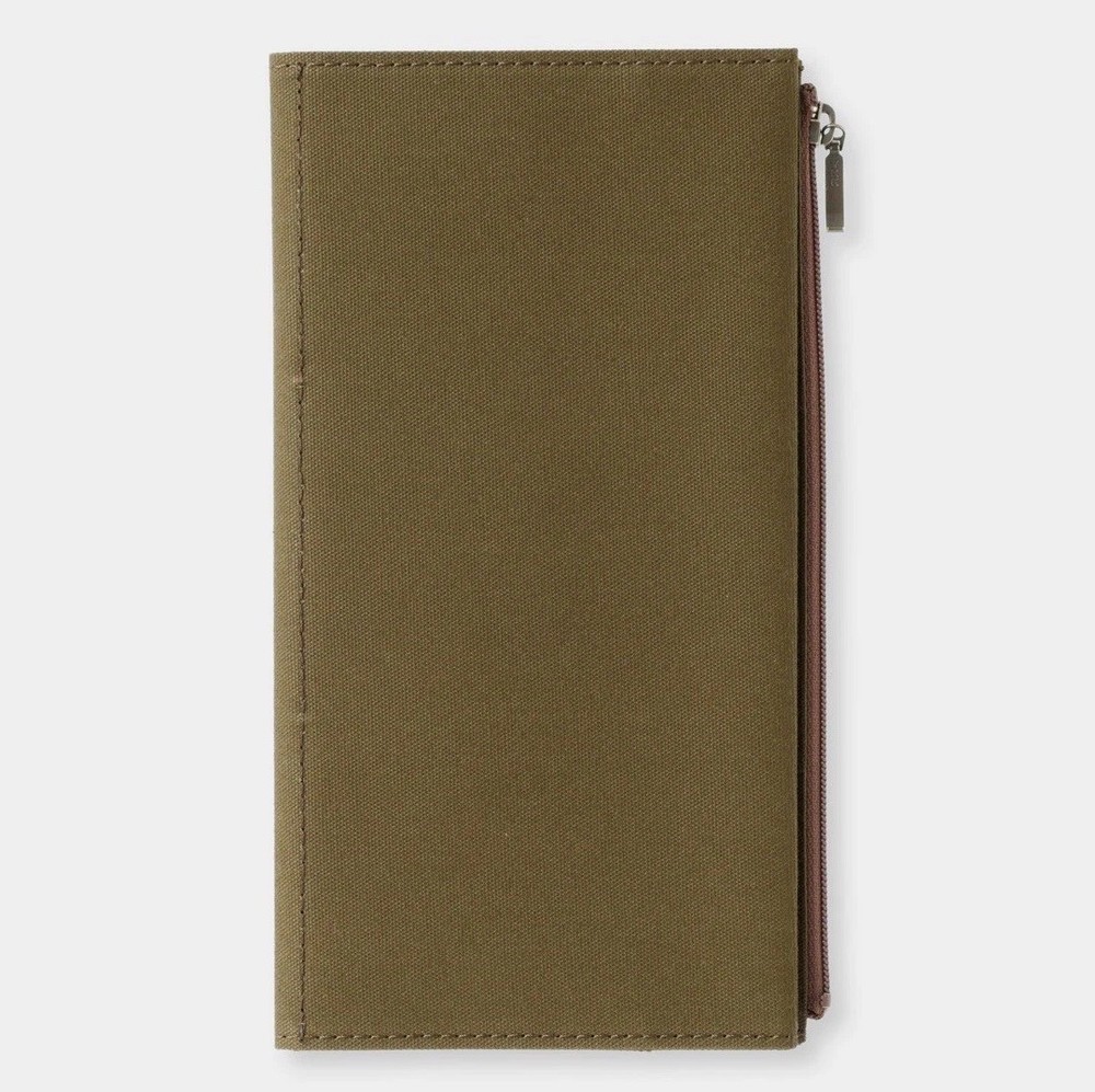 [US Stock] TRAVELER’S Notebook Cotton Zipper Case Olive Regular Size JAPAN