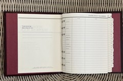 Vintage Red Burgundy leather CR Gibson Address book, made in USA Gold Lettering