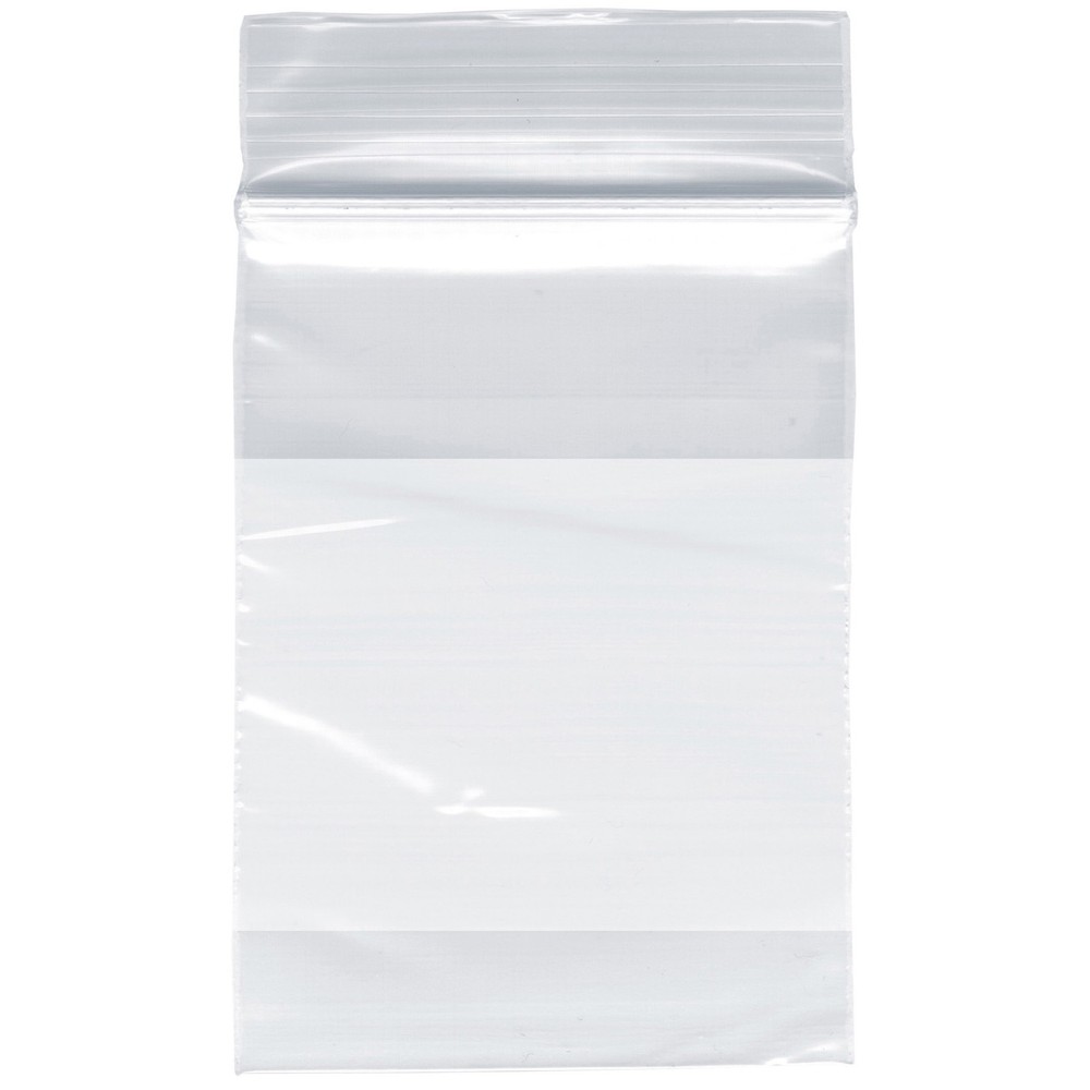Plymor 2″ x 3″, 2 Mil with White-Block Zipper Reclosable Plastic Bags