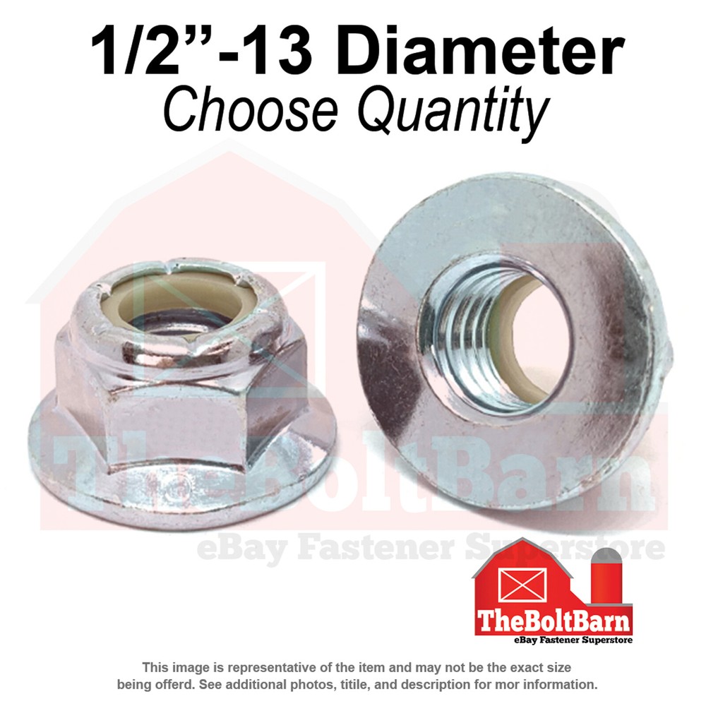 1/2″-13 Grade 5 Nylon Insert Hex Flange Lock Nut Zinc Coarse Thread (Pick Qty)