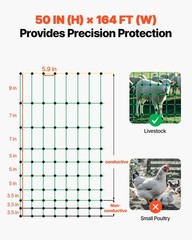 Uimoso Portable Electric Fence Netting 50″H x 164’L & Livestock with Mesh & Post