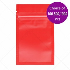 5x7in Matte Red Foil Mylar Flat Zip Lock Pouch Bag w/ Clear Front & Machine