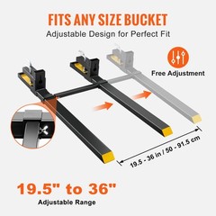 VEVOR Clamp on Pallet Forks 4000lbs Tractor Forks 60″ Adjustable Bucket Forks