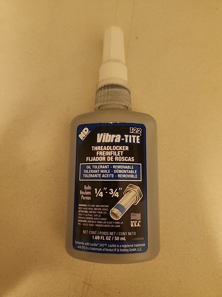 Vibra-Tite 12250 Primerless Threadlocker, Vibra-Tite 122, Blue, Medium