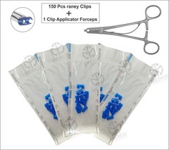 Raney Clip Set 150 Plastic Clips + Applicator Forceps Neuro Surgical, Scalp Clip