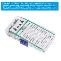 180Pcs Micro Momentary Tact Switch Kit Tactile Push Button Switch 10 Types