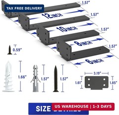 Goovilla Shelf Bracket, Heavy Duty Floating Shelf Brackets 6 inch Long, 6 Pack B