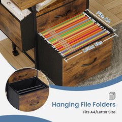 Rolling Mobile File Cabinet w/2 Drawers&Open Storage Shelf Office Printer Stand