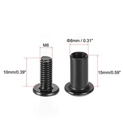 10 Sets Screw Post Male M6 x 10mm Belt Buckle Binding Bolts Carbon Steel Black