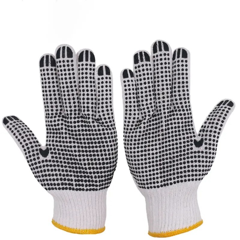 12 PAIRS Cotton PVC Dots String Knit Work Glove Size XL for Industrial Warehouse