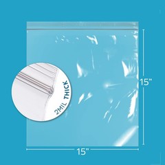 GPI – 15 x 15, Pack of 100, Clear Plastic Reclosable Zip Bags, Large, Bulk 2 mil