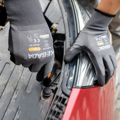 W1 Touchscreen Safety Gloves for Men & Women – 12 Pairs, Gray, Large