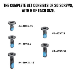 30-Piece Screw Set for Red Dot Sight Optics with Various Lengths