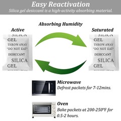 Silica Gel Packets, 100PCS 5 Gram Transparent Desiccant Packs for Storage, Mo.