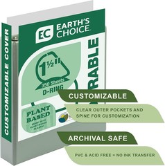 Plant-Based 1.5 Inch Durable D-Ring View Binder Eco-Friendly USDA Certified