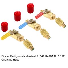 3PCS Brass Air Conditioning HVAC 1/4″ Shut Valve Adapter For AC Charging Hoses