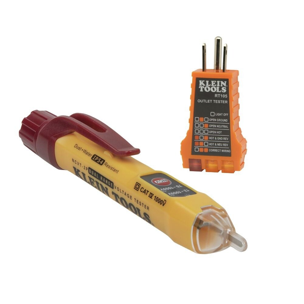 Klein Tools NCVT2PKIT 12-1000V Dual-Range Voltage Kit w/ Receptacle Test Kit New