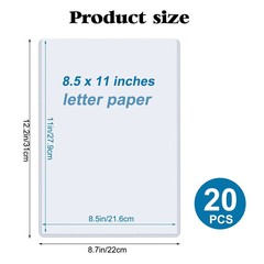 20 Pack 8.5 x 11 Hard Plastic Sheet Protectors, Rigid, Menu, Certificate
