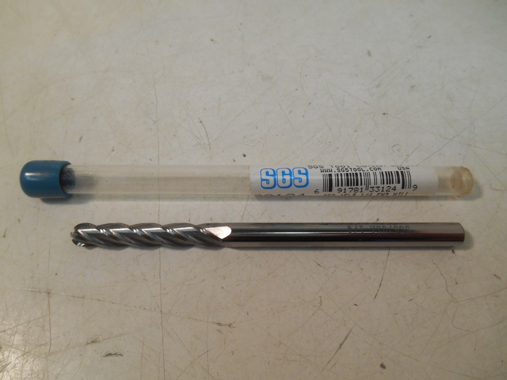 NIB SGS 33124 Solid Carbide Ball Endmill: 1/4″ Cut & Shank Dia, 4″ OAL
