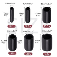 60 Pcs round Rubber End Caps Vinyl Cover Screw Thread Protectors Assortment Kit